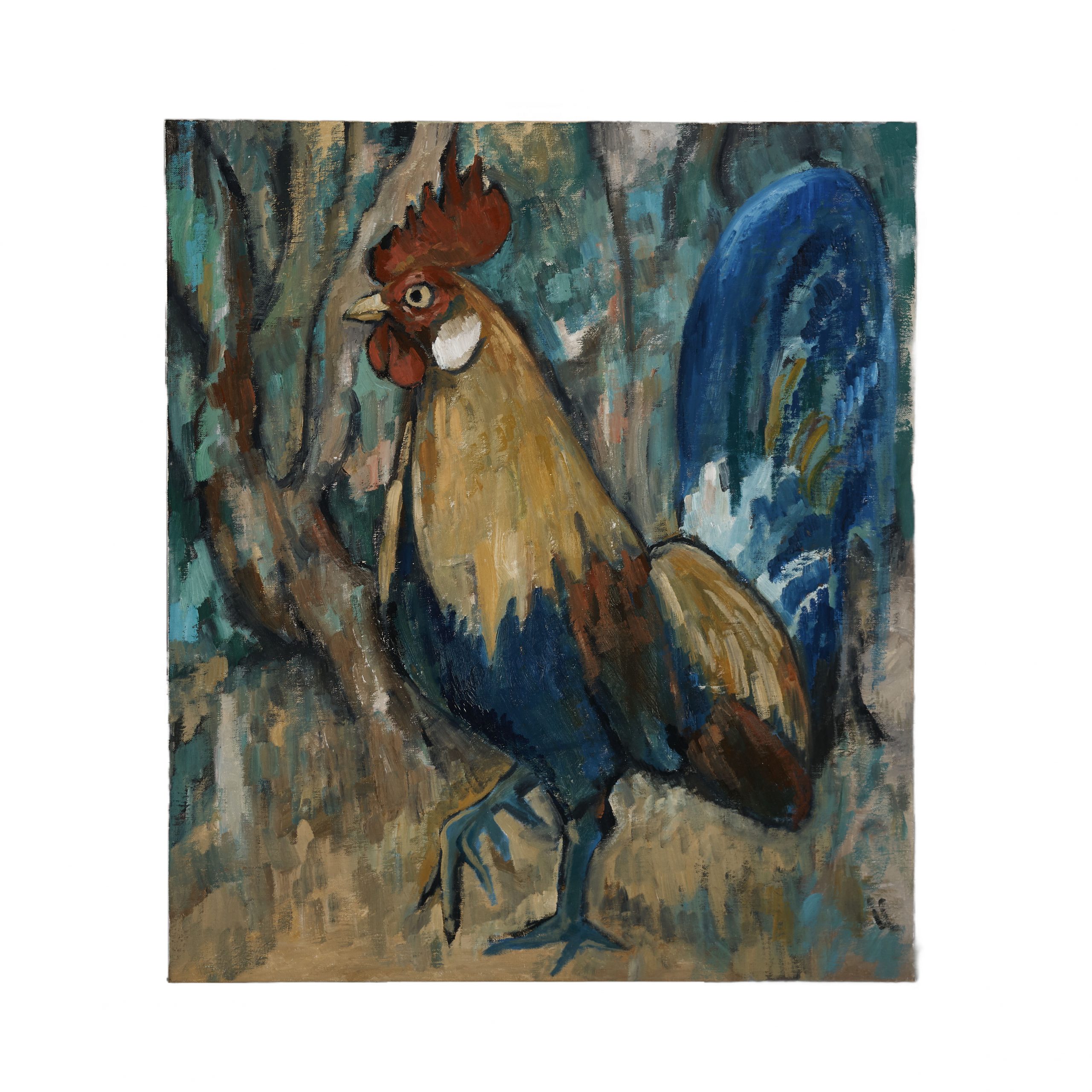 公鸡-布面油画，60x70x3.7cm，¥3000