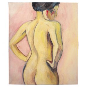 叉腰的女人-布面油画，60x70x2.3cm，¥1200
