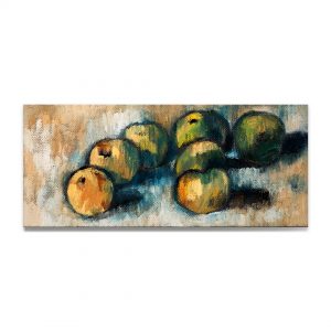 有七个青苹果的静物画-布面油画，17x40x3.7cm，2024