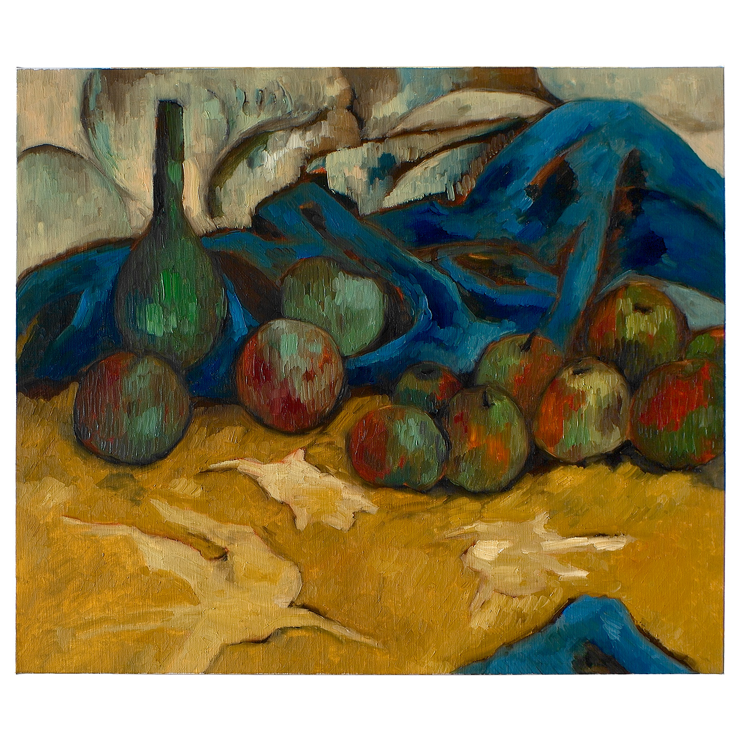 有苹果的静物画_布面油画，60x70x3.7cm，2024