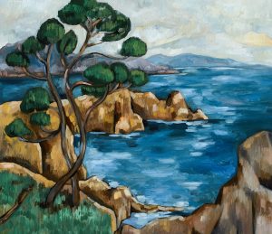 滨海的风景画-布面油画，60x70x3.7cm，2024