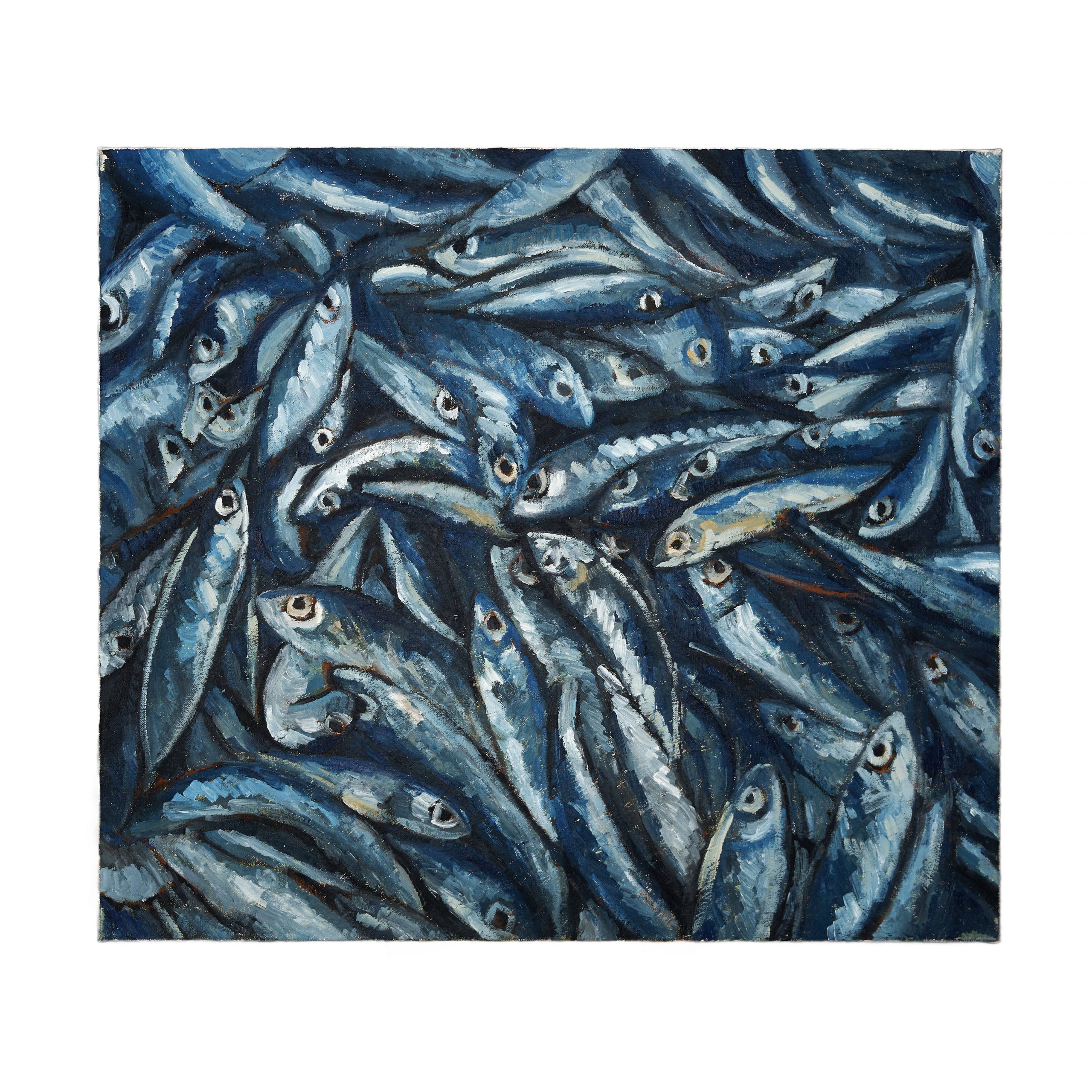 鲜鱼-布面油画，60x70x2.3cm，¥1250