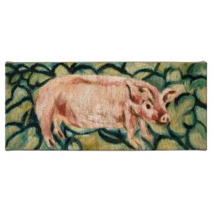 宽叶林里的小猪_布面油画，17x40x3.7cm，¥300