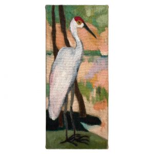 湖旁的鹤_布面油画，17x40x3.7cm，¥500
