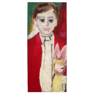 男孩和小兔子_布面油画，17x40x3.7cm，¥500