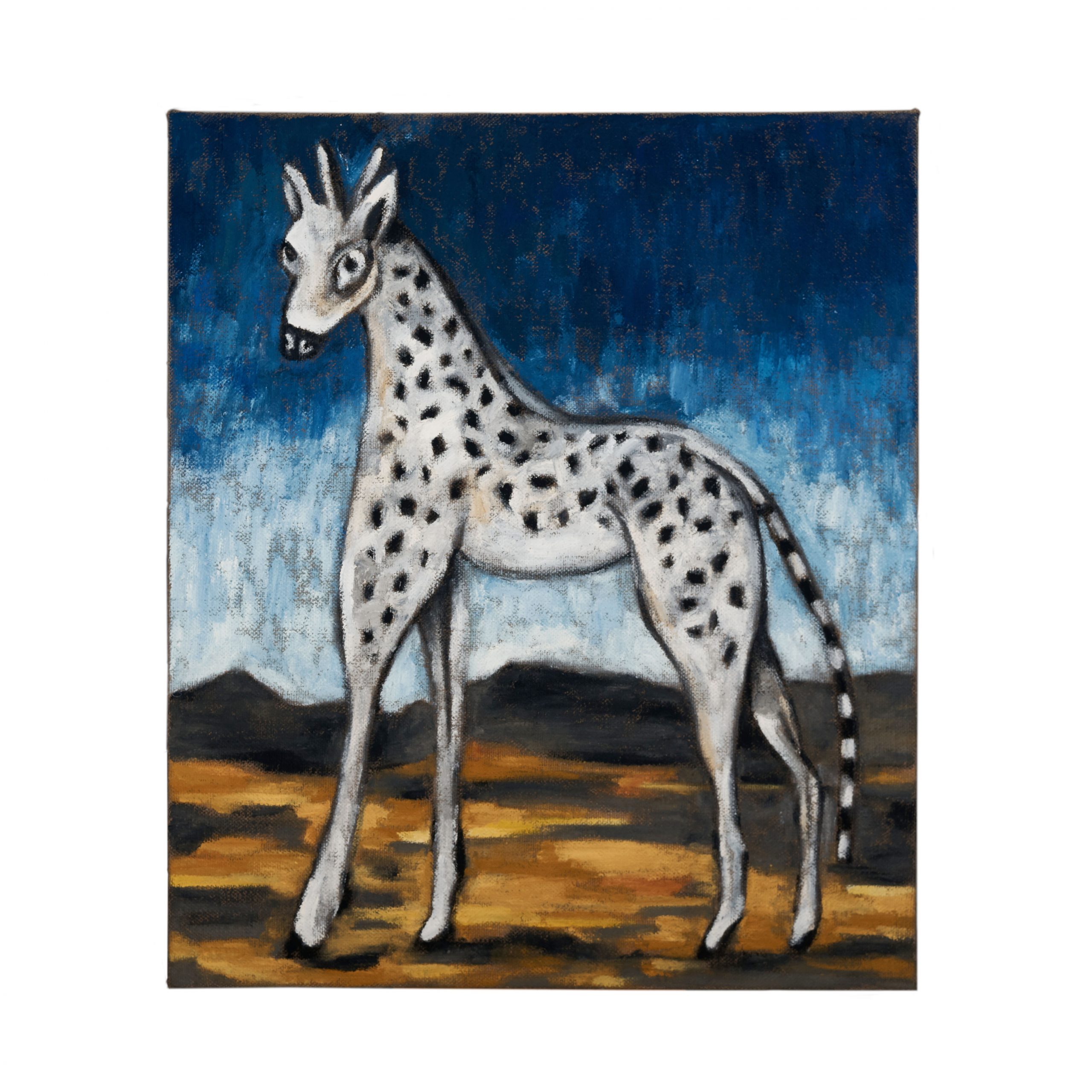 长颈鹿-布面油画，60x70x2.3cm，¥2400