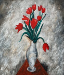 有红色郁金香的静物画-60x70x3.7cm，¥1540