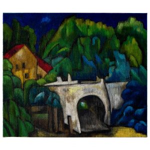 有石桥的风景画_布面油画60x70x3.7cm，¥1400
