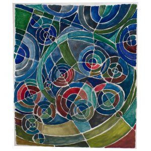 同心圆调色_纸上水彩，约32.7×38.3，2023
