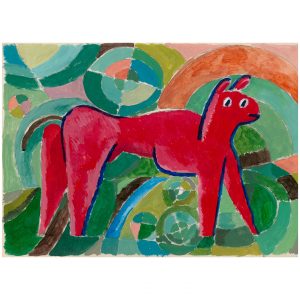 红色的马_纸上丙烯，20.9×29.5cm，2023