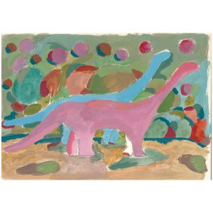 长颈恐龙_纸上丙烯，20.9×29.5cm，2023