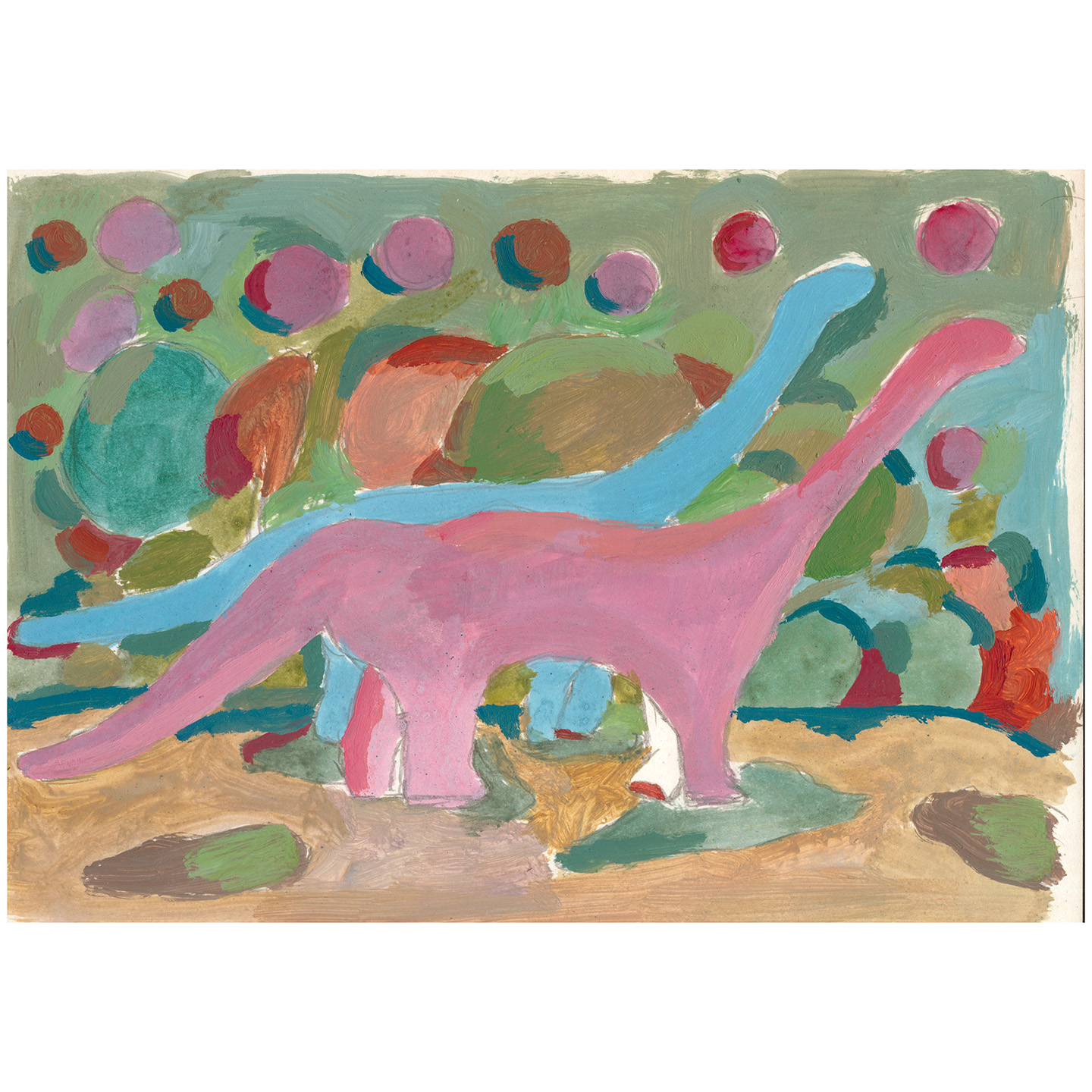 长颈恐龙_纸上丙烯，20.9x29.5cm，2023
