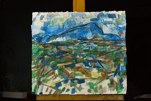 有圣维克多山的风景画-纸上水彩，50×57.5cm，¥260