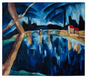 有桥的风景画-布面油画，60x70x3.7cm，¥2400
