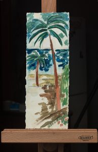 海边的棕榈树-纸上水彩，11×29.5cm，¥30