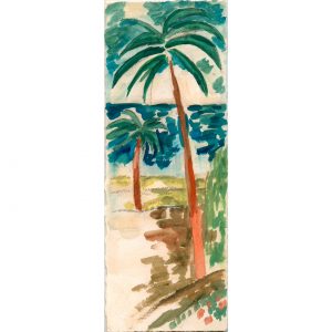 海边的棕榈树_纸上水彩，约10.5×29cm，2023