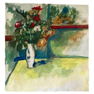 窗前的玫瑰花_纸上水彩，约29.3×30.8cm，2024