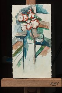 花瓶中的花朵-纸上水彩，15.5×29.5cm，¥40