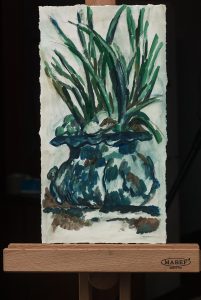 蓝色的花瓶-纸上水彩，15.5×29.5cm，¥40