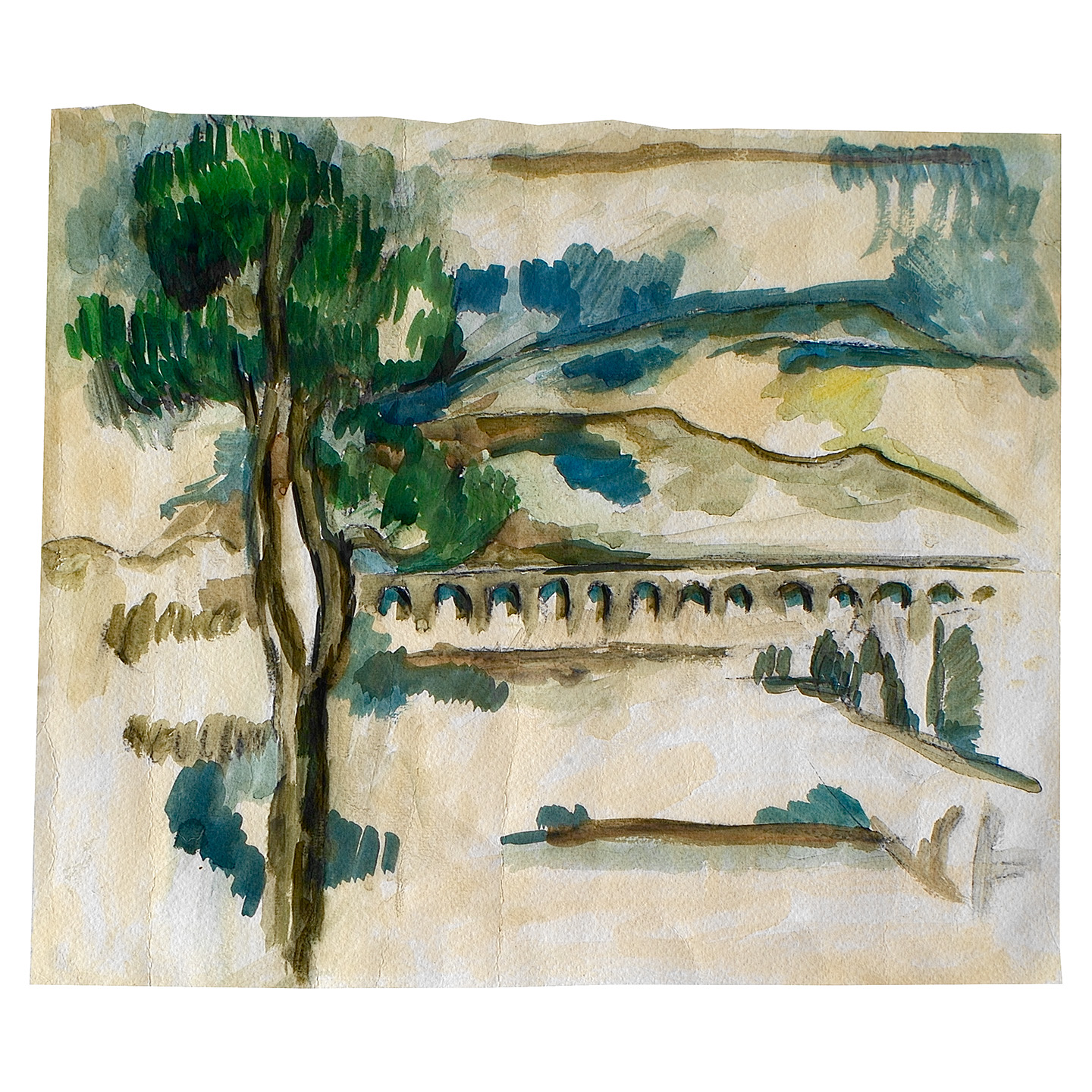 连拱桥_纸上水彩，约29.18x34cm，2023