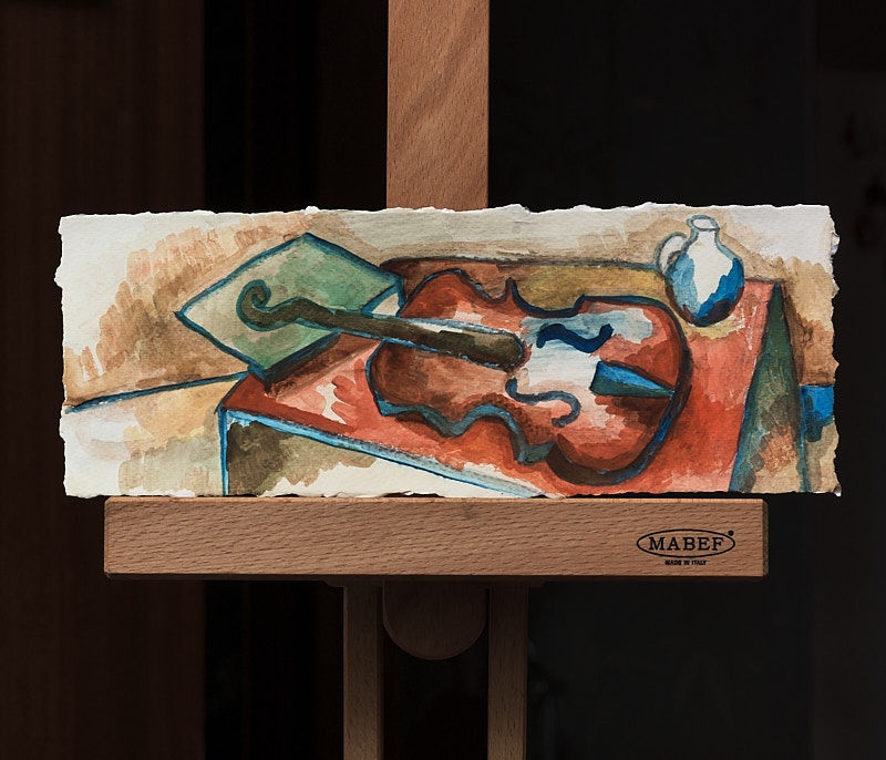 长幅小提琴-纸上水彩，10.5×28.5cm，¥20