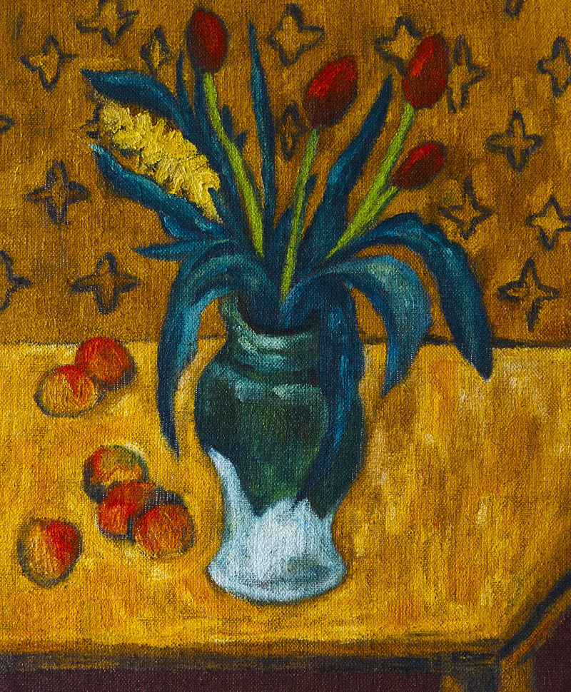 有橘子和郁金香的静物画-50x60x3.7cm，¥1200