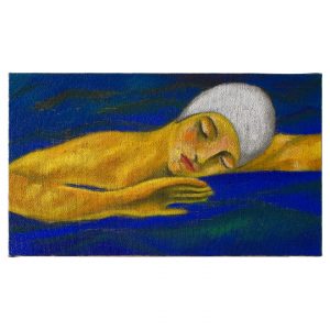 游泳的女孩-布面油画，35x60x3.7cm，¥2000