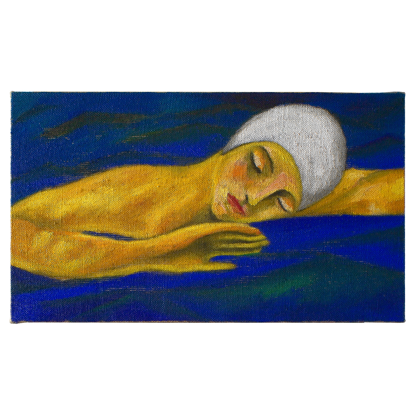 游泳的女孩-布面油画，35x60x3.7cm，2025