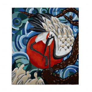 子母鹤-布面油画，60x70x2.1cm，¥940