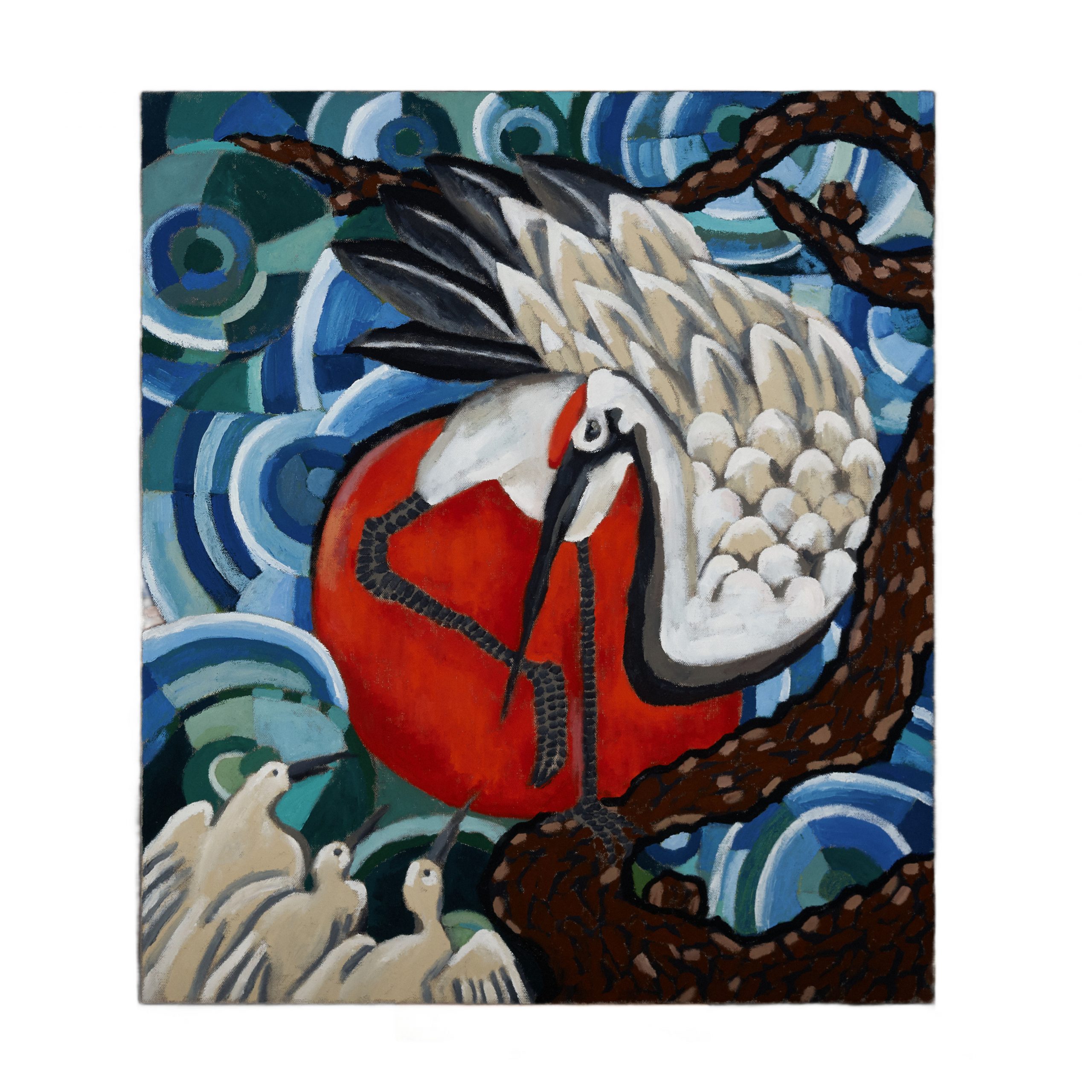 子母鹤-布面油画，60x70x2.1cm，¥940