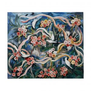白鸽和鲜花-布面油画，95x110x3.5cm，¥2640