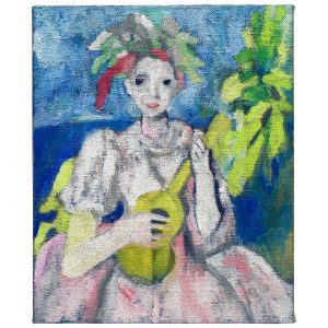 持琴的女孩-布面油画，50x60x3.5cm，¥1500