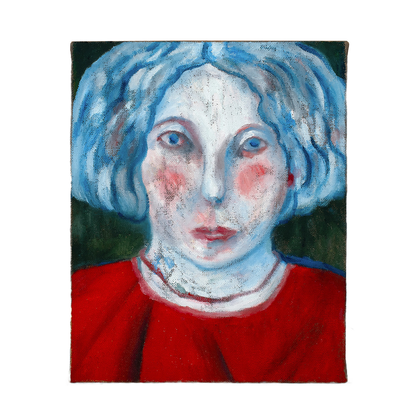 蓝色头发的肖像-布面油画，50x60x3.5cm，¥1200