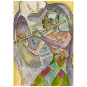 吹长笛的女人_纸上水彩，14.8×20.9cm，2026