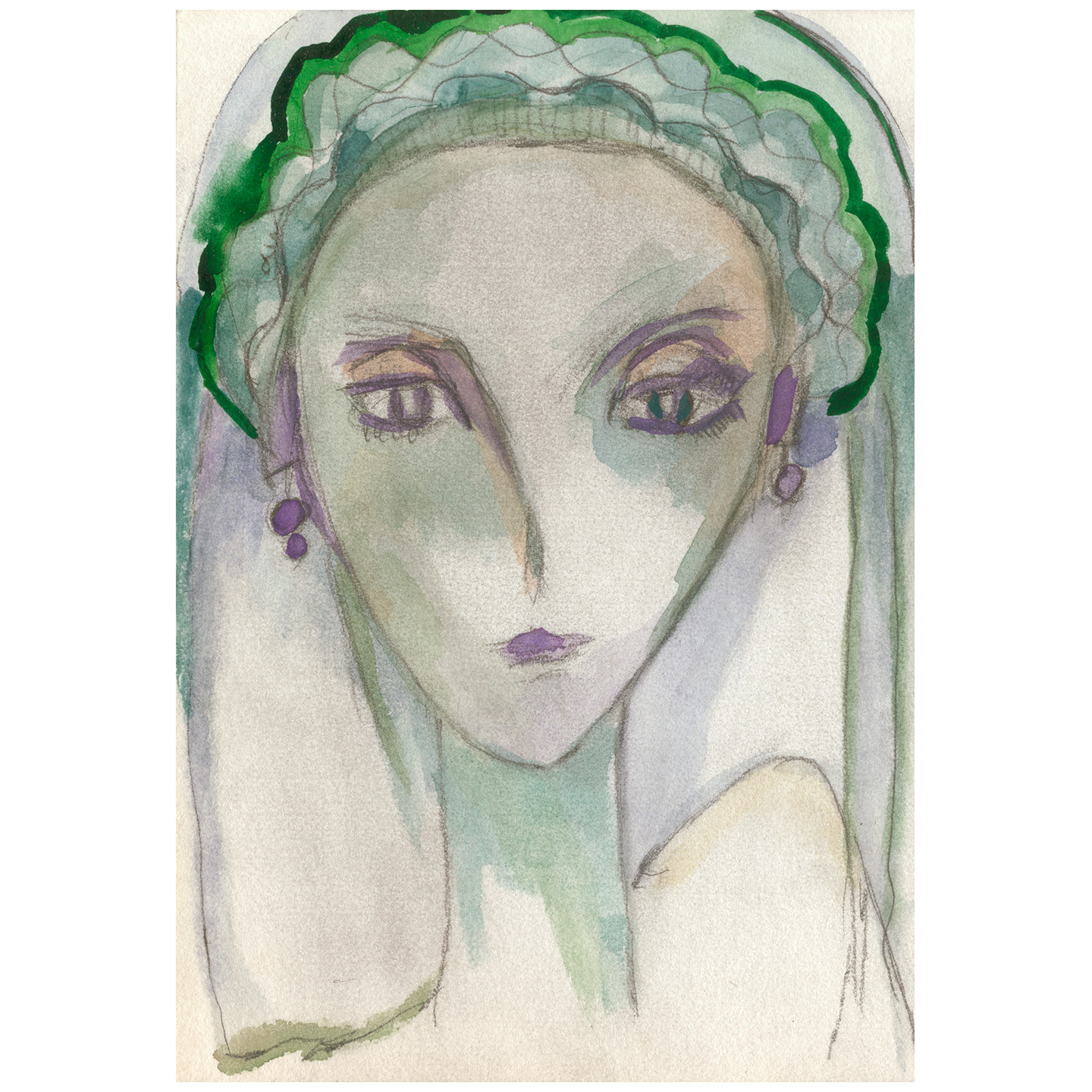有发饰的女人_纸上水彩，14.8x20.9cm，2026