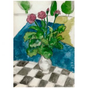 有玫瑰花的静物画_纸上水彩，14.8×20.9cm，2026