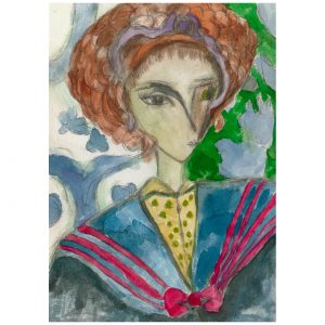 有紫色发饰的女人_纸上水彩，14.8×20.9cm，2026