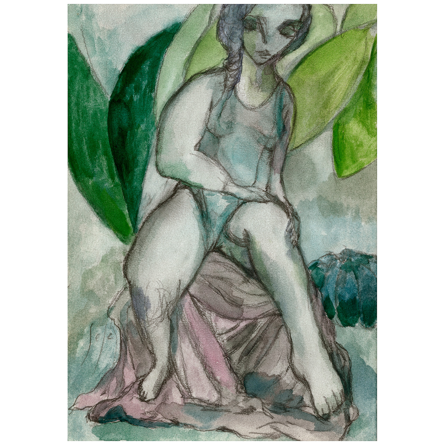 浴女_纸上水彩，14.8x20.9cm，2026