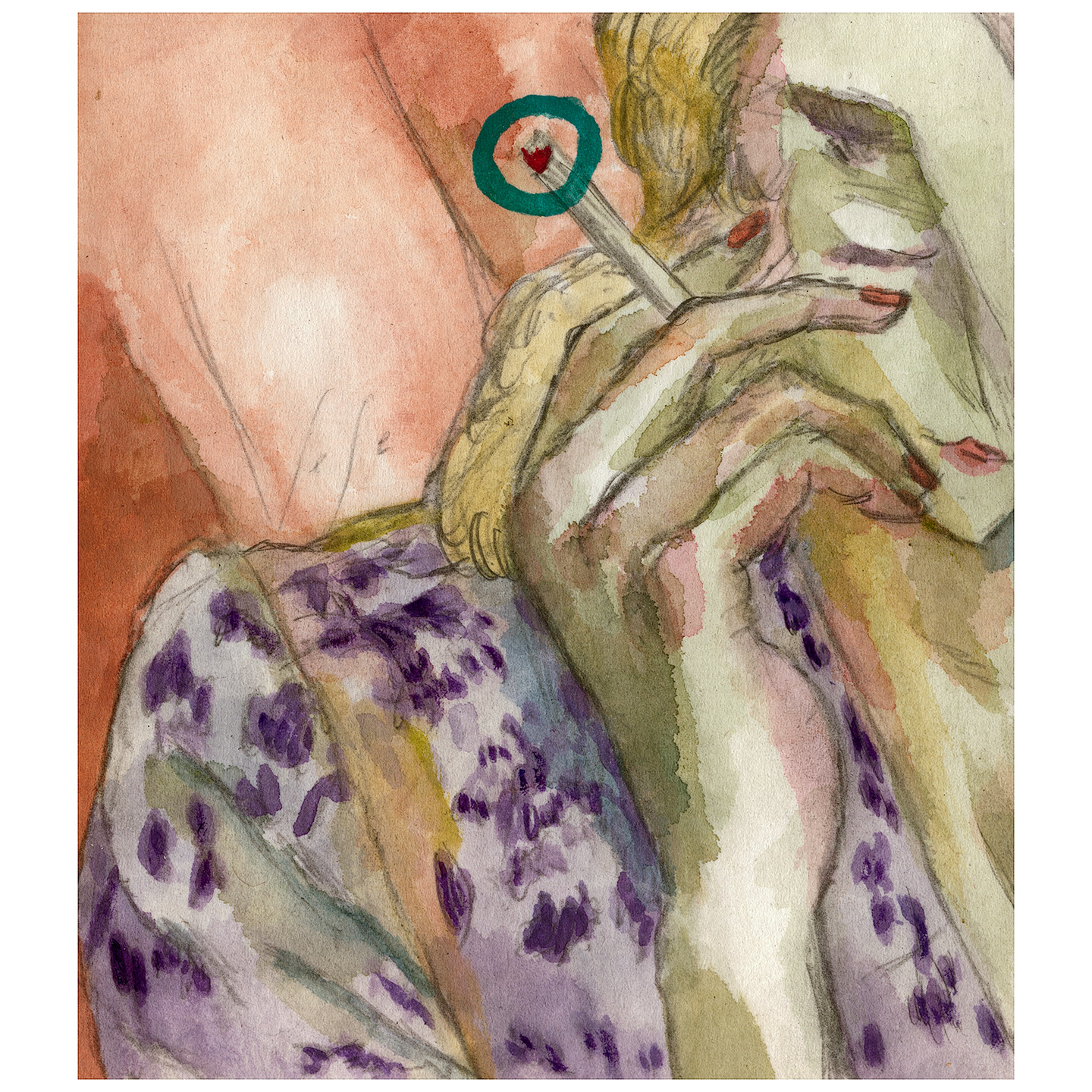 蓝色圆圈_纸上水彩，14.3x16.4cm，2026