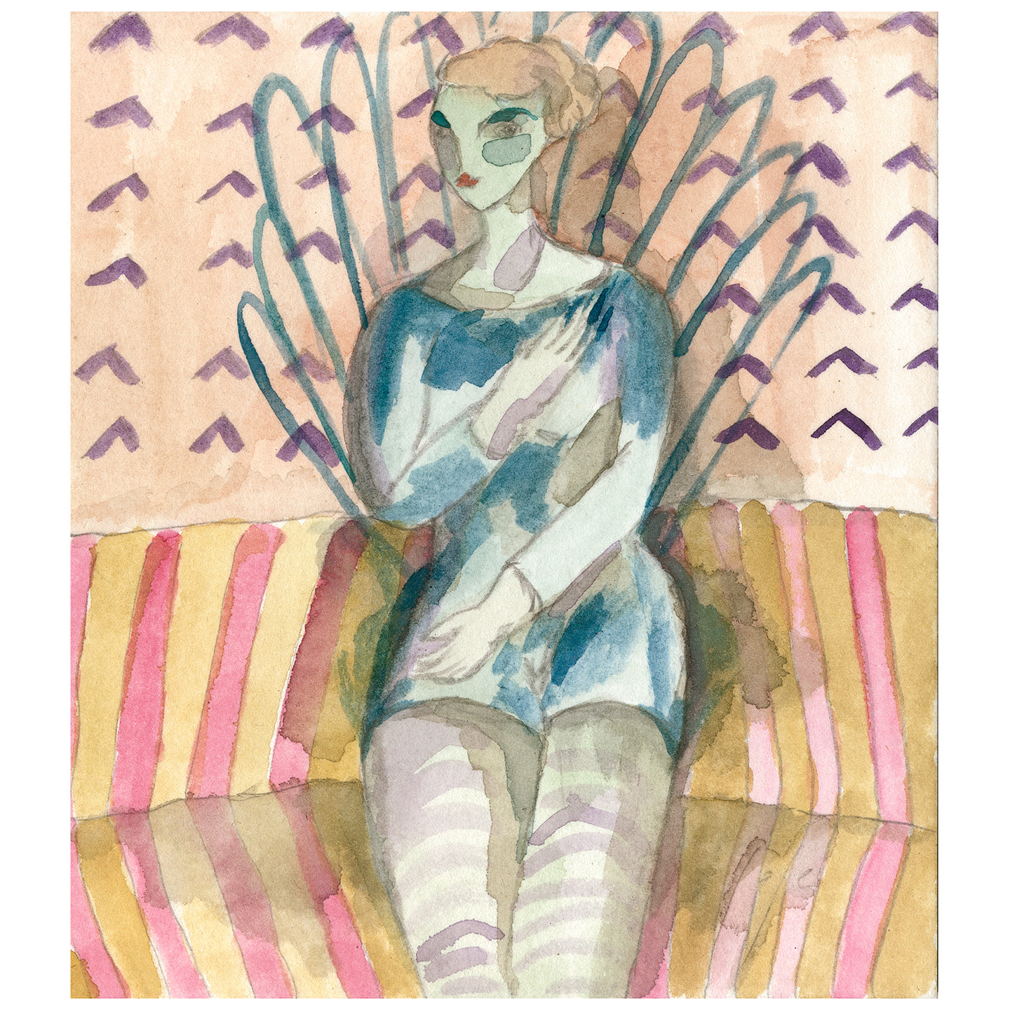 候场室的女人_纸上水彩，14.8x20.9cm，2026