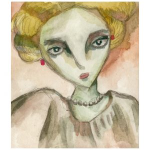 戴红色耳环的少女_纸上水彩，14.8×20.9cm，2026