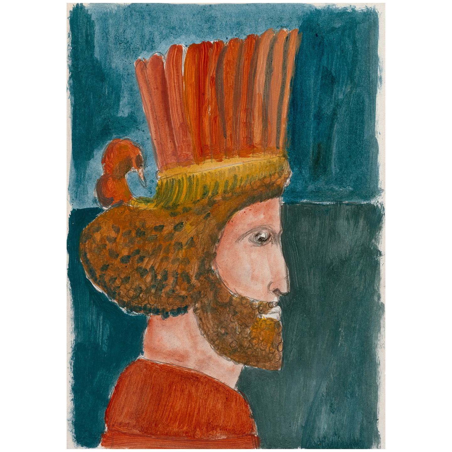 有卷曲胡子的男人_纸上丙烯，20.9×29.5cm，2023
