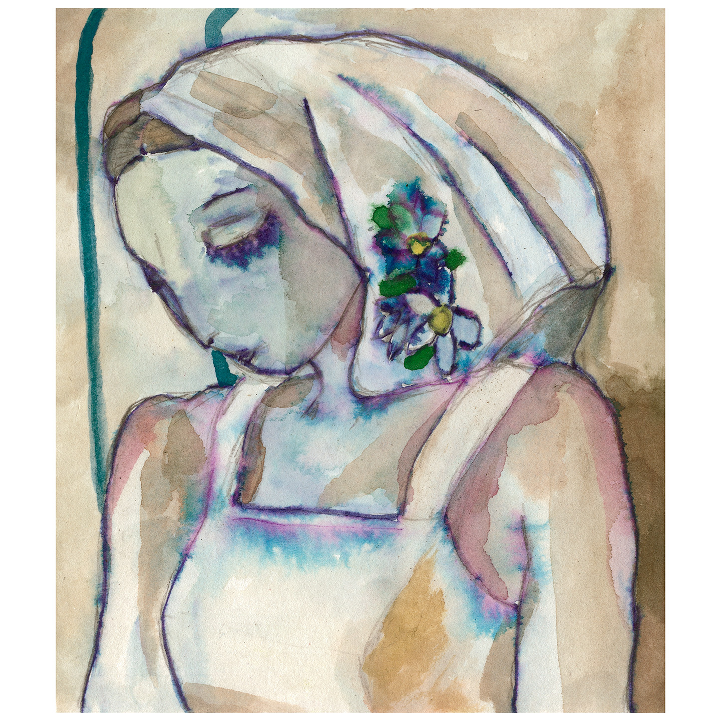 有头纱的少女_纸上水彩，14.8x20.9cm，2026