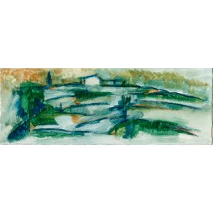 有房屋的风景画_纸上水彩，约10.5×29cm，2023
