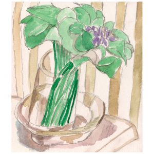 有水晶瓶的花束_纸上水彩，14.3×16.4cm，2026