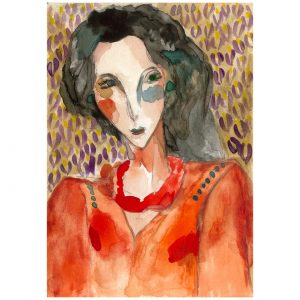 有绿色眼睛的女人_纸上水彩，14.8×20.9cm，2026
