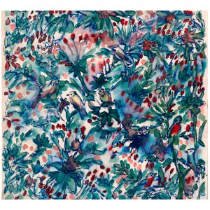 有花和鸟的贴图_纸上水彩，23.1×23.3cm，2026