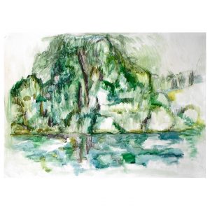 有茂密树丛的风景画_纸上水彩，41.8×29.3cm，2024