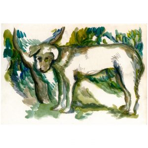 树下的小狗_纸上水彩，约20.2×29.8cm，2023 魏文绮