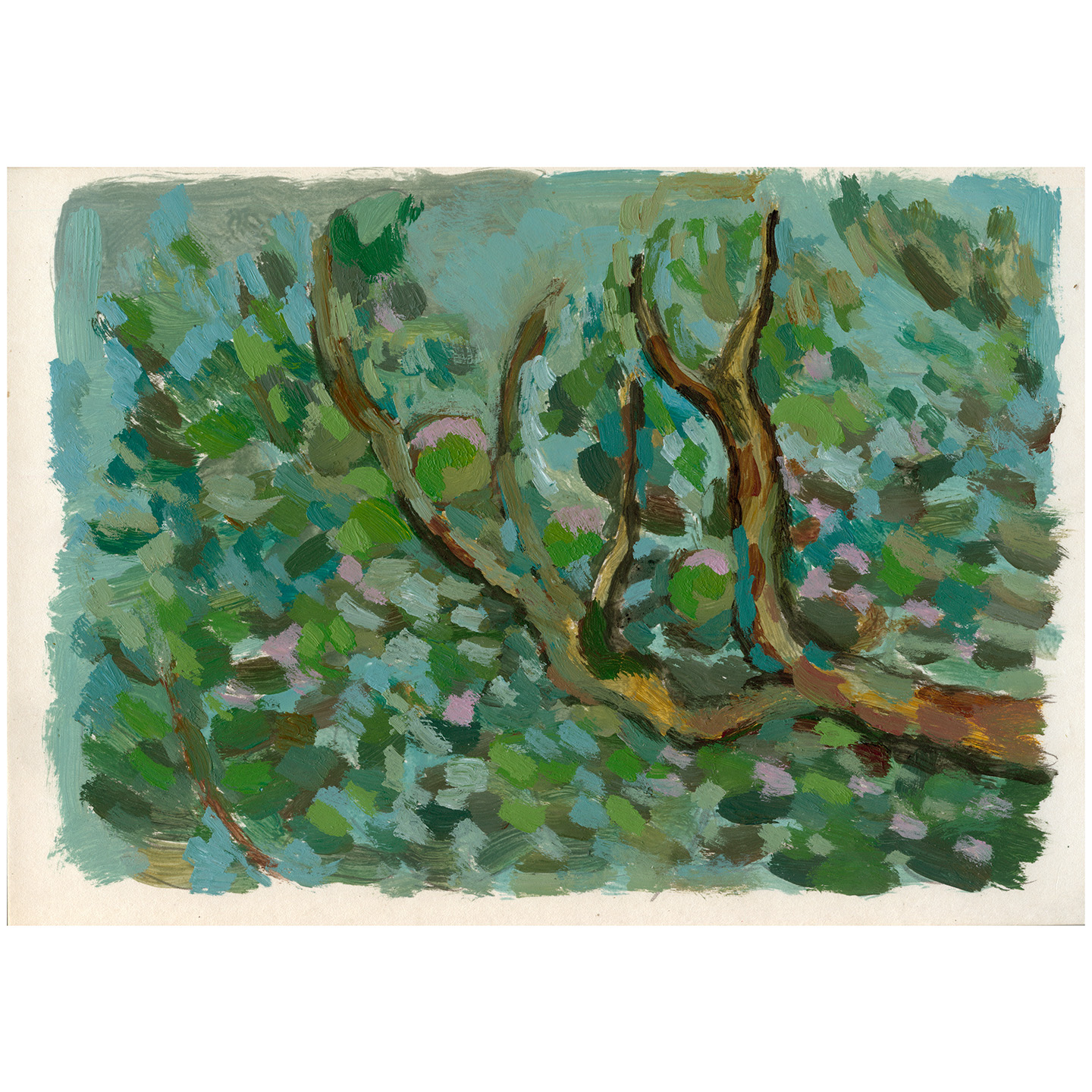 桃树_纸上丙烯，20.9x29.5cm，2023